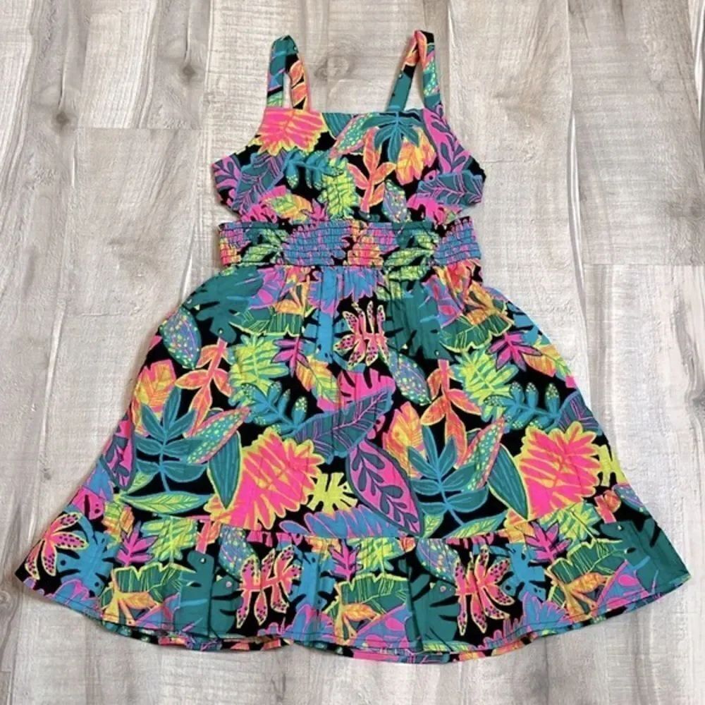 Cat & Jack Girls’ Adaptive Tropical Floral Summer Dress sz medium